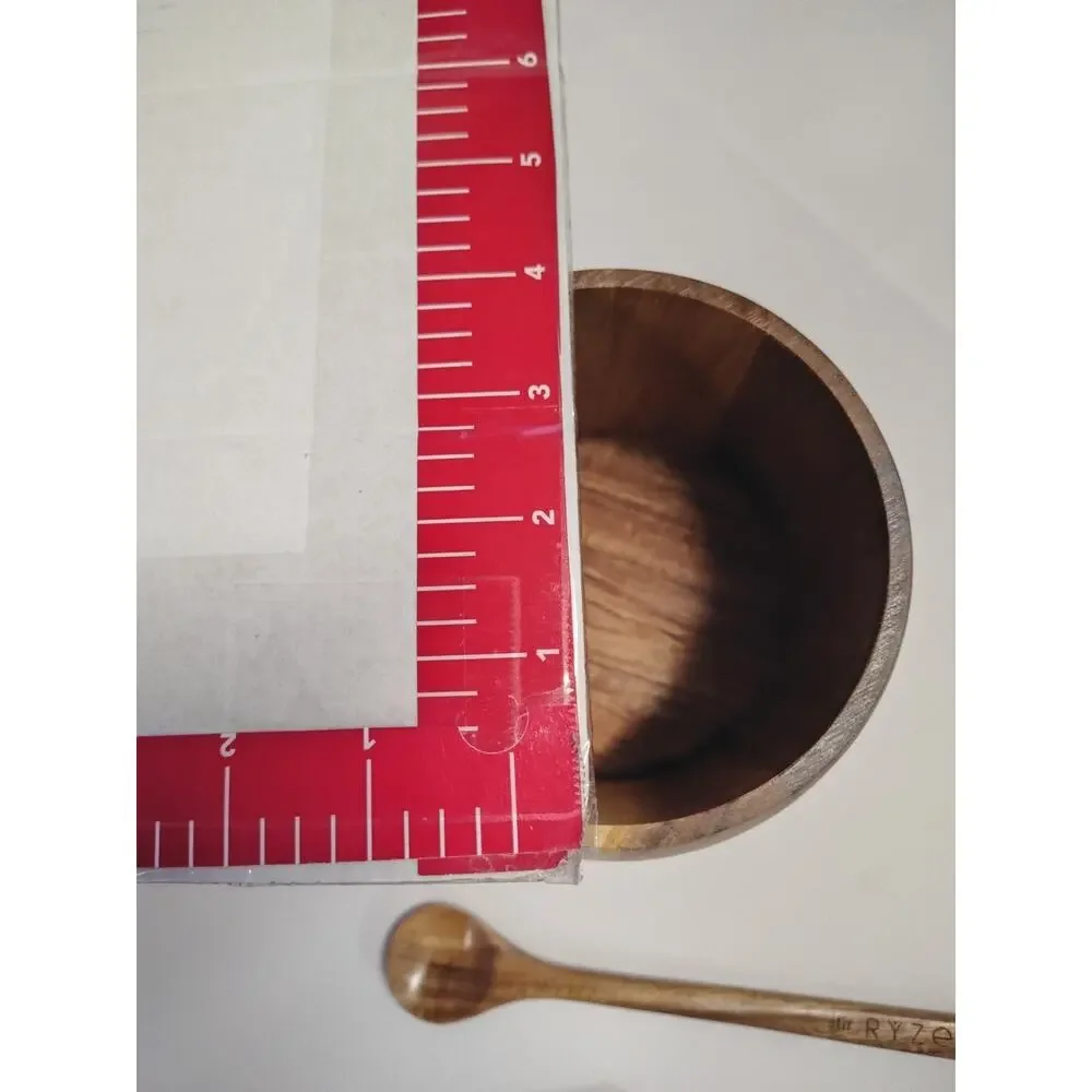 RYZE Mushroom Coffee Wooden Storage Container w/ Stir Stick NEW Acacia Wood